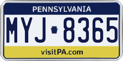PA license plate MYJ8365