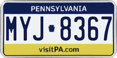 PA license plate MYJ8367