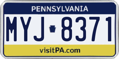 PA license plate MYJ8371
