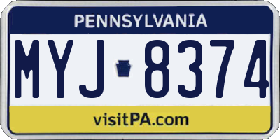 PA license plate MYJ8374