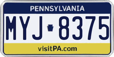 PA license plate MYJ8375