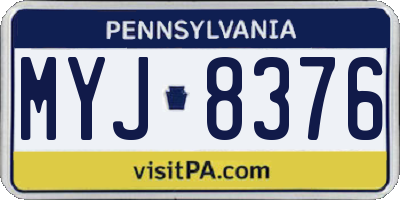PA license plate MYJ8376