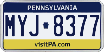 PA license plate MYJ8377