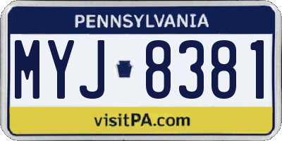 PA license plate MYJ8381