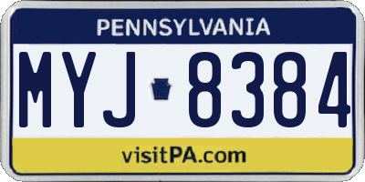 PA license plate MYJ8384