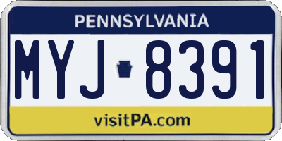 PA license plate MYJ8391