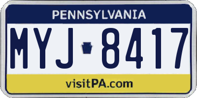PA license plate MYJ8417