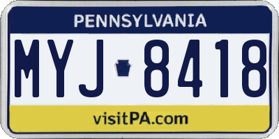PA license plate MYJ8418