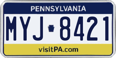 PA license plate MYJ8421