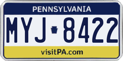 PA license plate MYJ8422