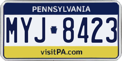 PA license plate MYJ8423