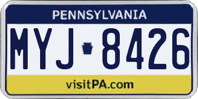 PA license plate MYJ8426
