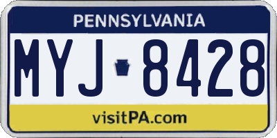 PA license plate MYJ8428
