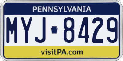 PA license plate MYJ8429
