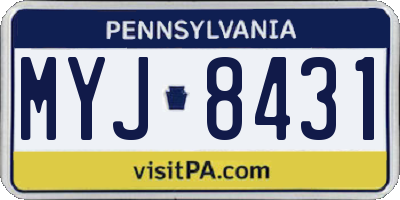 PA license plate MYJ8431