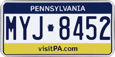 PA license plate MYJ8452