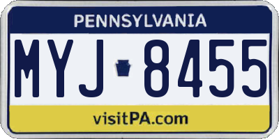 PA license plate MYJ8455