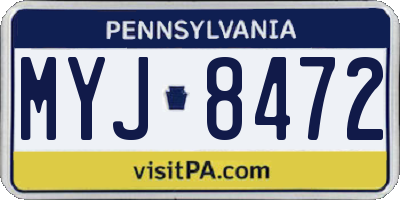 PA license plate MYJ8472