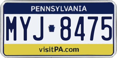 PA license plate MYJ8475