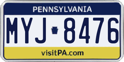 PA license plate MYJ8476