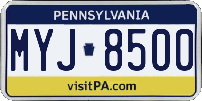 PA license plate MYJ8500