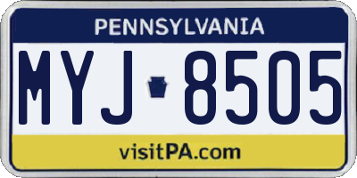 PA license plate MYJ8505