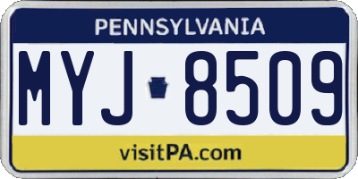 PA license plate MYJ8509