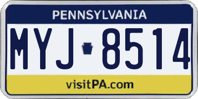 PA license plate MYJ8514