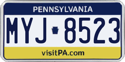 PA license plate MYJ8523