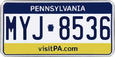 PA license plate MYJ8536