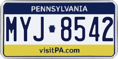 PA license plate MYJ8542