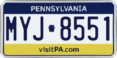 PA license plate MYJ8551
