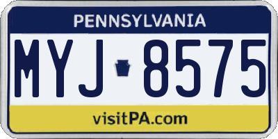 PA license plate MYJ8575