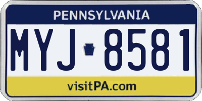 PA license plate MYJ8581