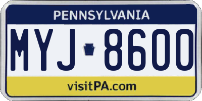 PA license plate MYJ8600