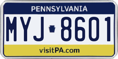 PA license plate MYJ8601