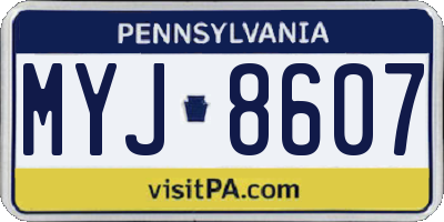 PA license plate MYJ8607
