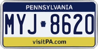 PA license plate MYJ8620