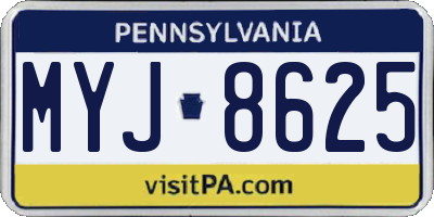 PA license plate MYJ8625