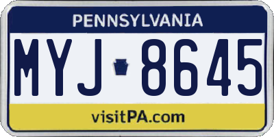 PA license plate MYJ8645