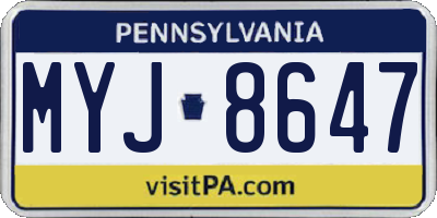 PA license plate MYJ8647