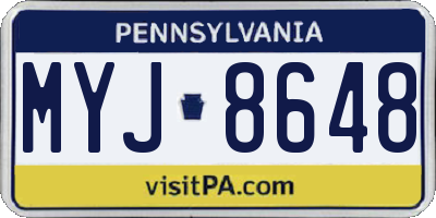 PA license plate MYJ8648