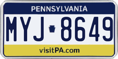 PA license plate MYJ8649