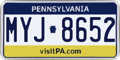 PA license plate MYJ8652