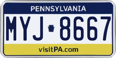 PA license plate MYJ8667