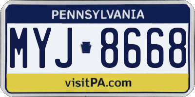 PA license plate MYJ8668