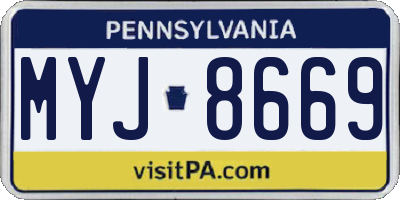 PA license plate MYJ8669