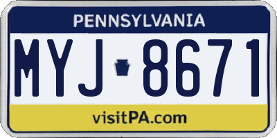 PA license plate MYJ8671