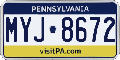 PA license plate MYJ8672