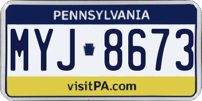PA license plate MYJ8673